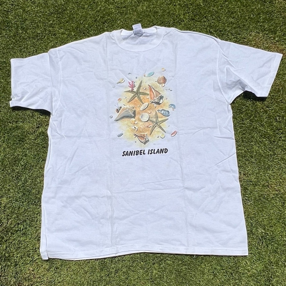 Vintage Sanibel Island Seashell Sand Florida Souvenir T-Shirt Plus 3X Anvil USA